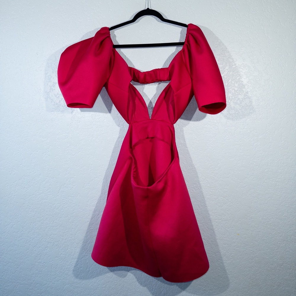 ASOS Fuchsia Puff Sleeve Mini Dress - Picture 8 of 8